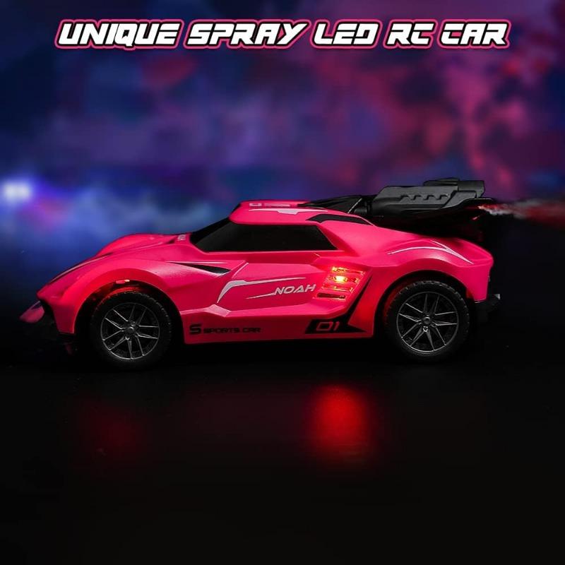 Remote Control Car, 1:24 Scale Kids Mini RC Car with LED Lights and Spray Effect, RC Racing Electric Car Toys for Boys Girls Birthday, Party