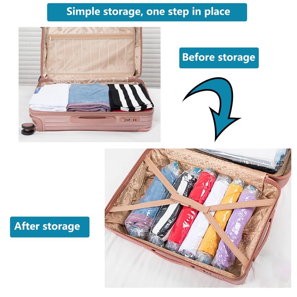 8 Pack Roll Up Compression Bags Vacuum Storage Bags Hand Roll Durable Space Saver Bags For Clothes Clothing Travel Accessories