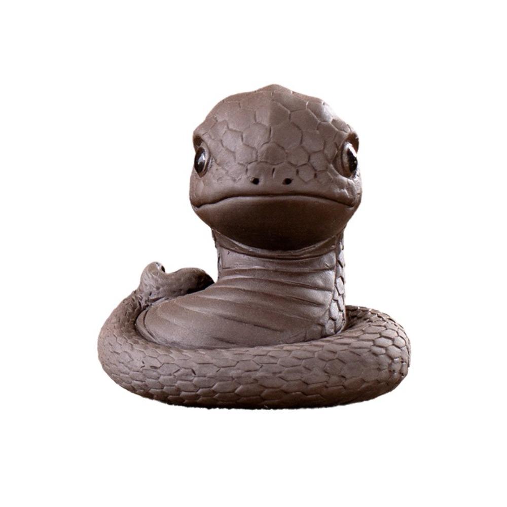 Статуэтка ручной работы в виде змеи со знаком зодиака из фиолетовой глины, чайная фигурка, украшение для рабочего стола, чайная фигурка в виде змеи со знаком зодиака, подарок для питомца