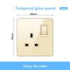 Gold UK 13A Tempered Glass USB Socket Plug,18W Type-C Fast Charging Universal 3pin Dual Power Outlet,Wall LED 2way Light Switch