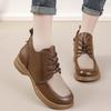 2025 г. Ботинки из натуральной коровьей кожи, женские оксфорды с меховой подкладкой, женские зимние короткие плюшевые ботильоны на шнуровке, водонепроницаемые зимние ботинки