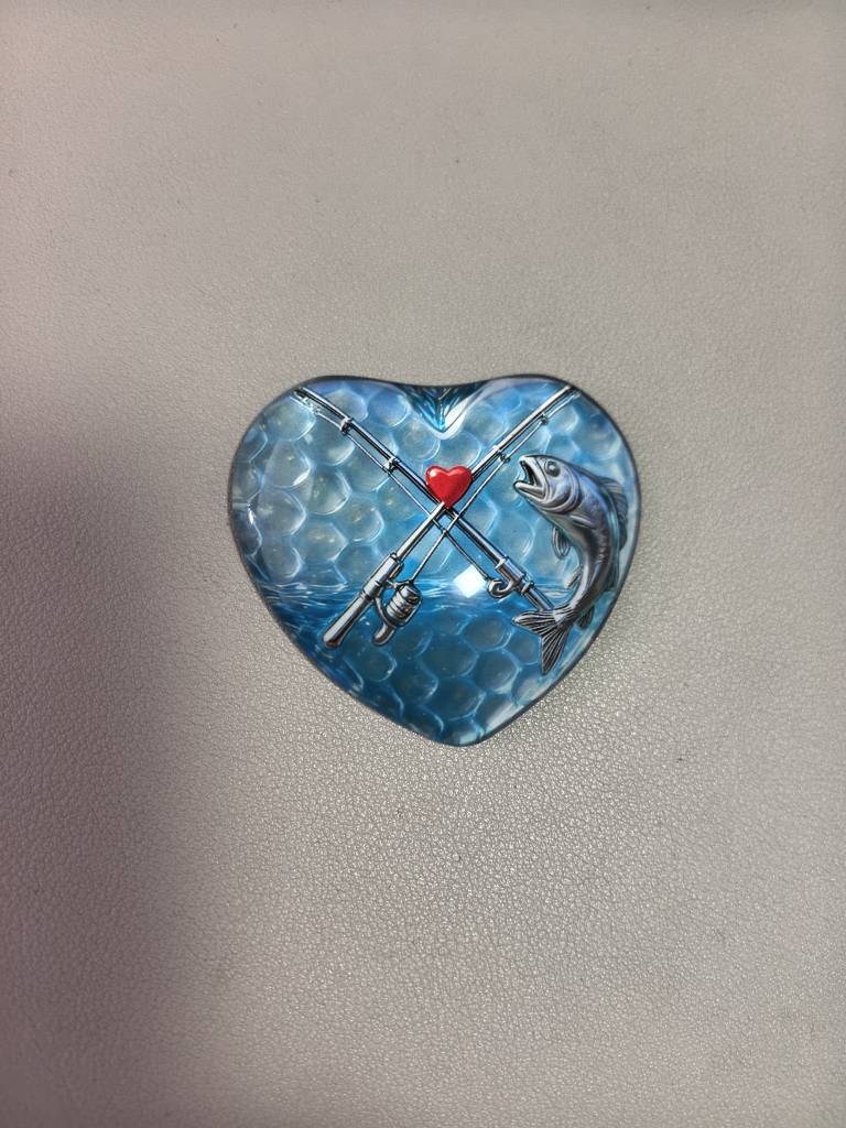 Карманный талисман для любителя рыбалки с подарочной картой - Ручная работа, украшение из морского стекла и металла, Задумчивый подарок для любителей рыбалки, Вдохновляющий сувенир