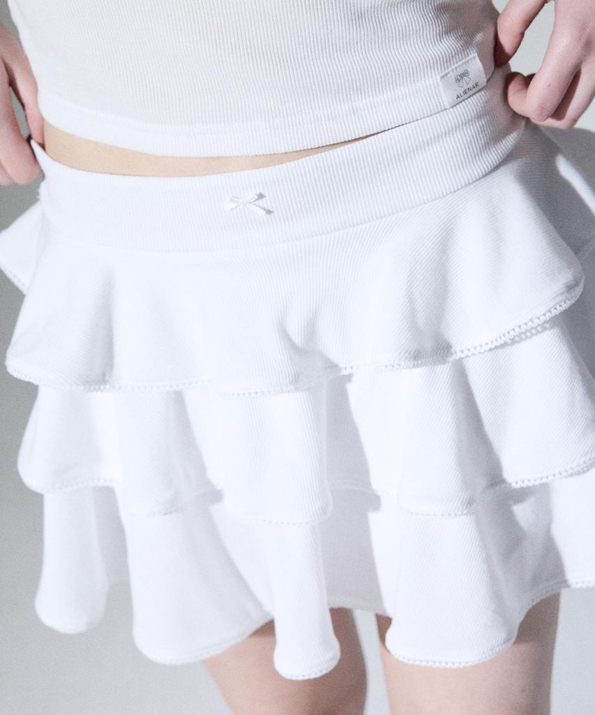 Aliena Picot Ribbed Cancan Skirt(Wh)