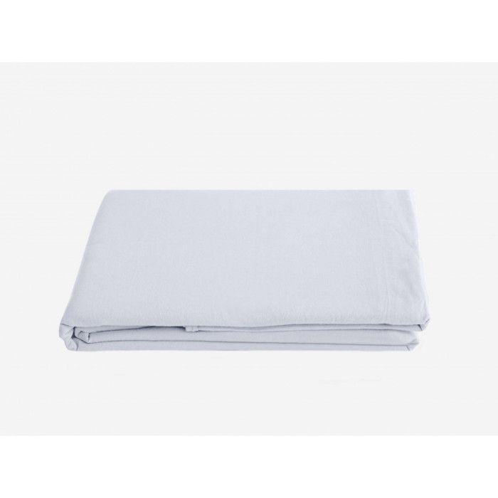 Drap plat Palace pur coton teint lavé, 63 fils/cm² Vent du sud - 240x290 - Palace Neige