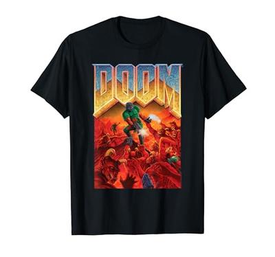DOOM 1993 Полноцветная обложка Ретро футболка для видеоигр