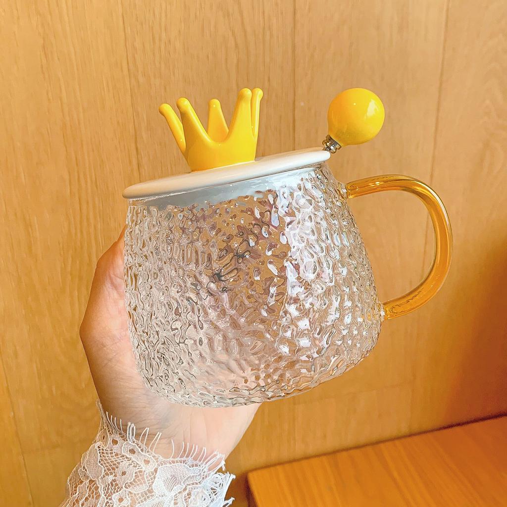 Летняя стеклянная чашка с крышкой и ложкой, милая креативная кружка для девушки с яркой внешностью, чашка для питья воды, чашка для цветочного чая