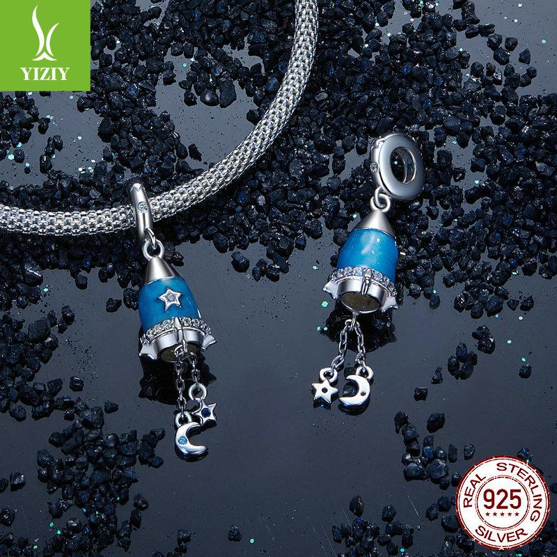 Подвеска-ракета «Синяя звезда луны» своими руками, загадочная вселенная, браслет из серебра S925 с бусинами