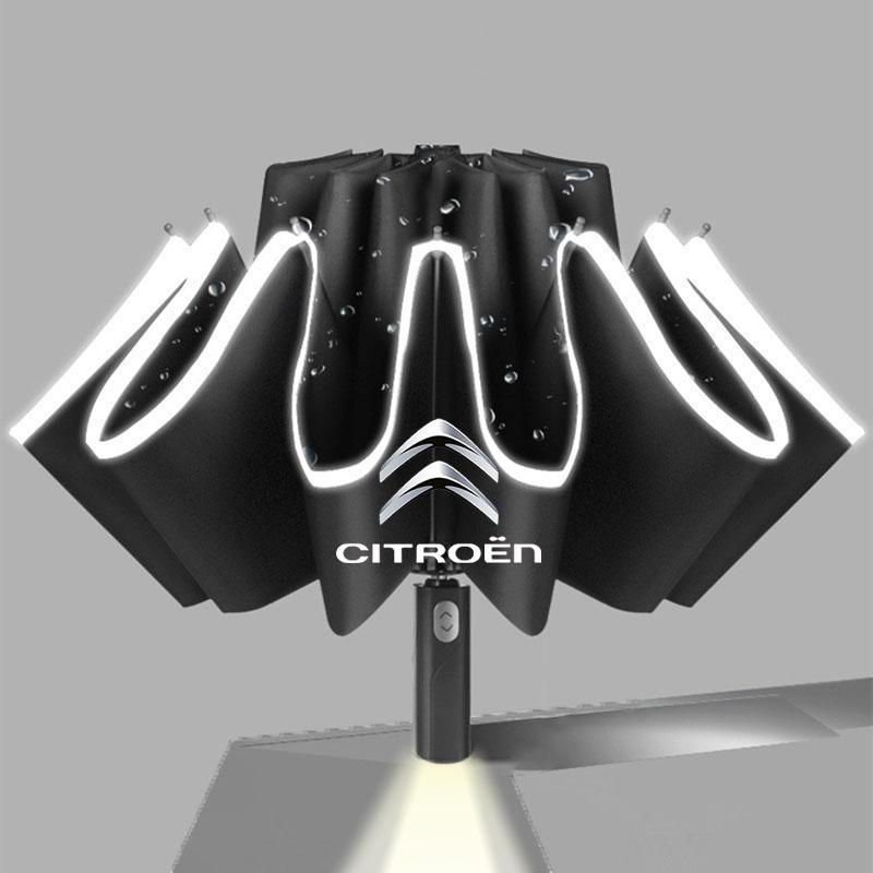 VUJK8 Automatic LED Umbrella with Reflective Strip Rain Wind Umbrella For Citroen C3 C4 X7 Xsara Picasso Crosser C-ELYSEE JUMPY NEMO