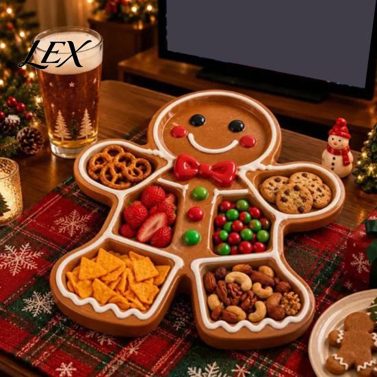 Appetizer Tray for Festivals Christmas Snack Serving Tray, Divided Holiday Platter, Cute Snowman/Tree/Penguin/Cow Shaped Table Decorations Food