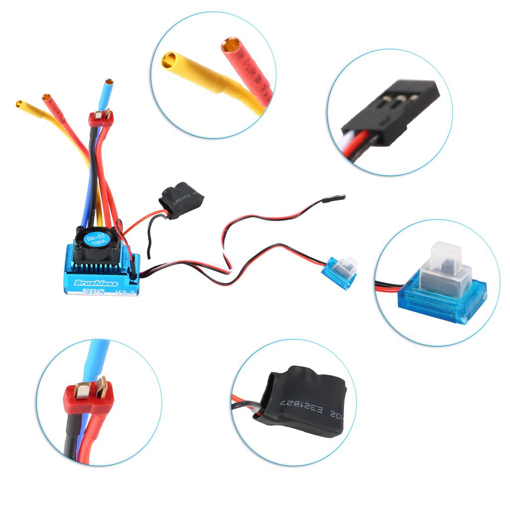 3650 3900KV Waterproof Brushless Motor with 120A Brushless ESC with 5.8V 3A BEC Set for 1 10 RC Car