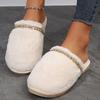Fashion Bling Crystal Fluffy House Slippers for Women Winter 2025 Indoor Cozy Warm Fur Slippers Woman Flat Non Slip Plush Home Slides