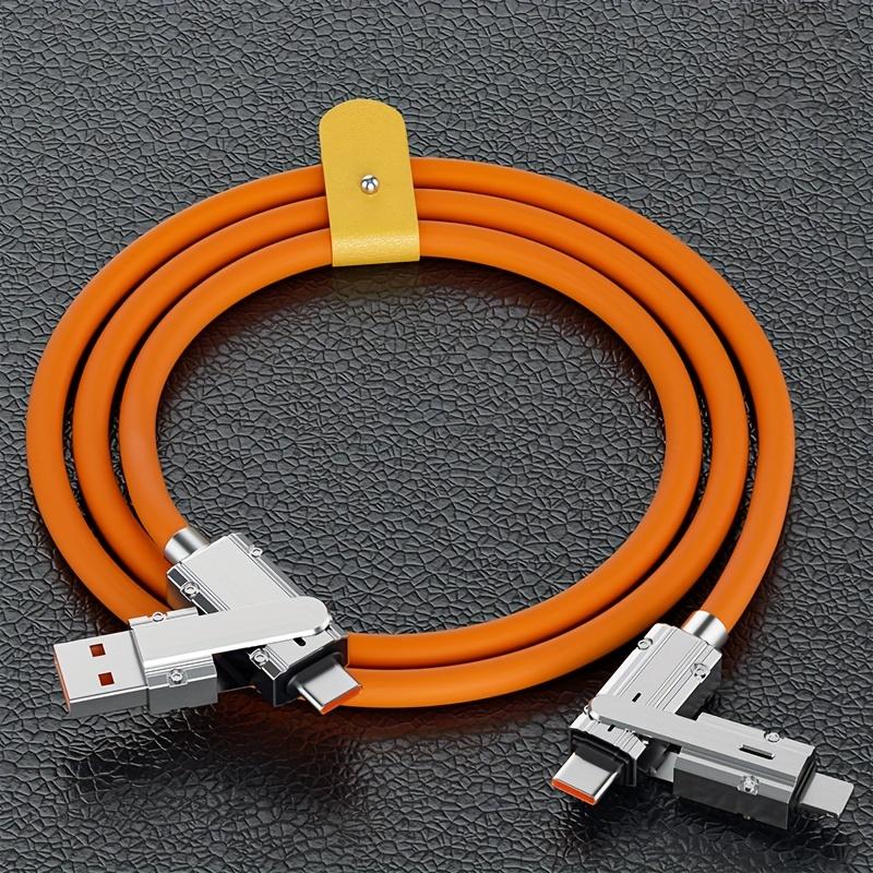 Кабель для быстрой зарядки данных мощностью 120 Вт «четыре в одном», кабель для зарядки с 4 головками, многофункциональное преобразование с несколькими головками, подходит для IPhone / typec, Samsung Xiaomi