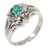 Кольцо Pt900Платина/Изумруд/бриллиант #5.4(Наш размер) 4.5г Женщины Б/У