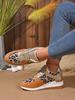 New year's flat leopard print lace-up casual sneakers plus size four-season single shoes running shoes