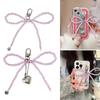 Sweet Pearl Bowknot Keychain Charm Pendant Handmade Heart Keyring for Women Fashionable Backpack Jewelry Ornament
