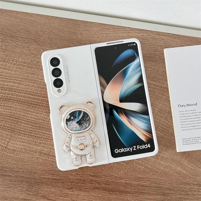 Модный Милый Чехол-Подставка с Блестками и Астронавтом для Samsung Galaxy Z Fold 7 6 5 4 3 2 5G, Матовый Пластиковый Чехол для Телефона