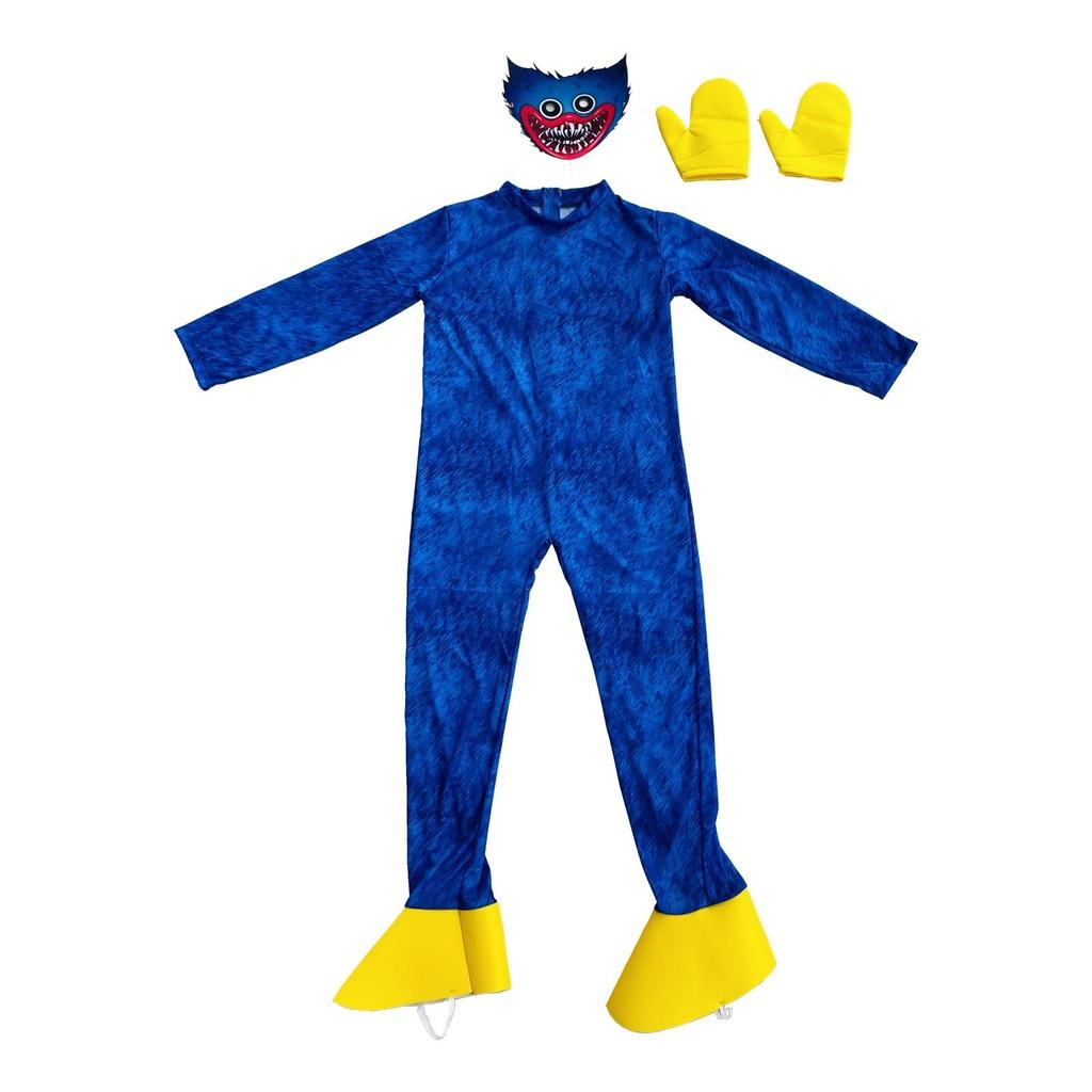 Kids Huggy Wuggy Poppy Playtime Cosplay Costume Bodysuit Jumpsuit Mask Gloves For Unisex