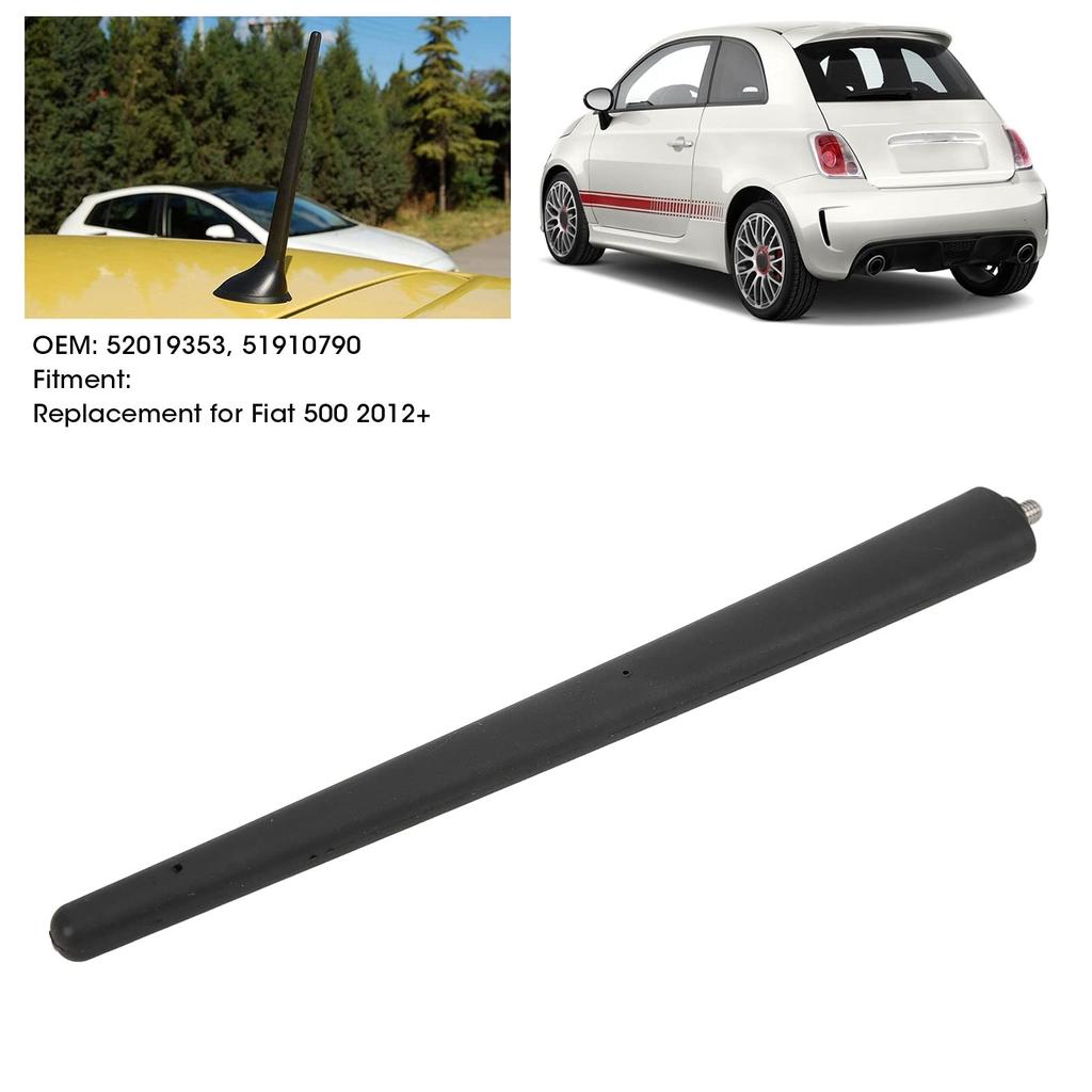 Car Short Antenna Rubber Aerial Mast for Fiat 500 2012+, Durable and Easy to Install