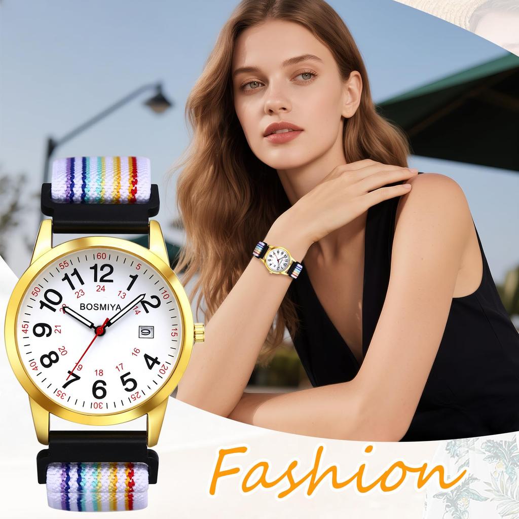 Водонепроницаемые плетеные часы с датой, регулируемые, кварцевые, аналоговые, с арабскими цифрами, идеально подходят для и повседневной носки, идеально подходят для и многого другого, мужское окошко, отображение длины, 24-часовой формат