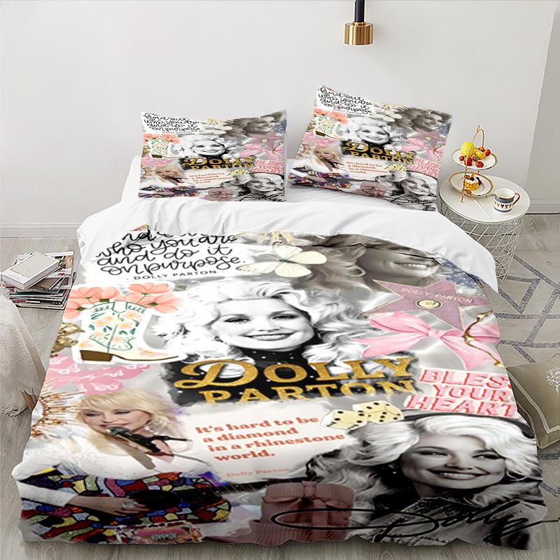 Dolly Memorial Tribute Bedding Set 3pcs, High Quality Bedding Set Including 1pc Duvet Cover And 2pcs Pillowcases for Bedroom, Dormitory Gift