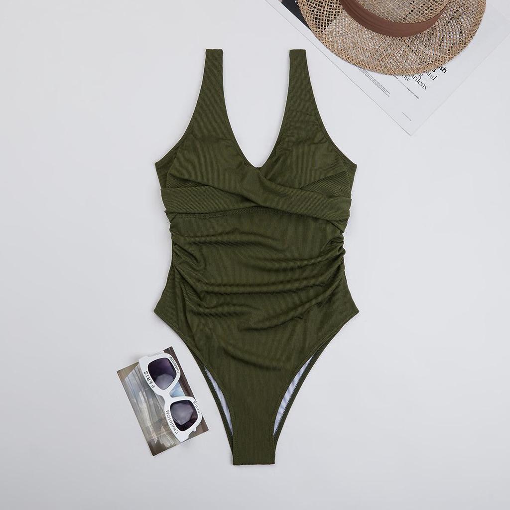 Swimsuit Women's Split High Waist Sleeveless Ins Overshirt Drawstring Printed Bikini