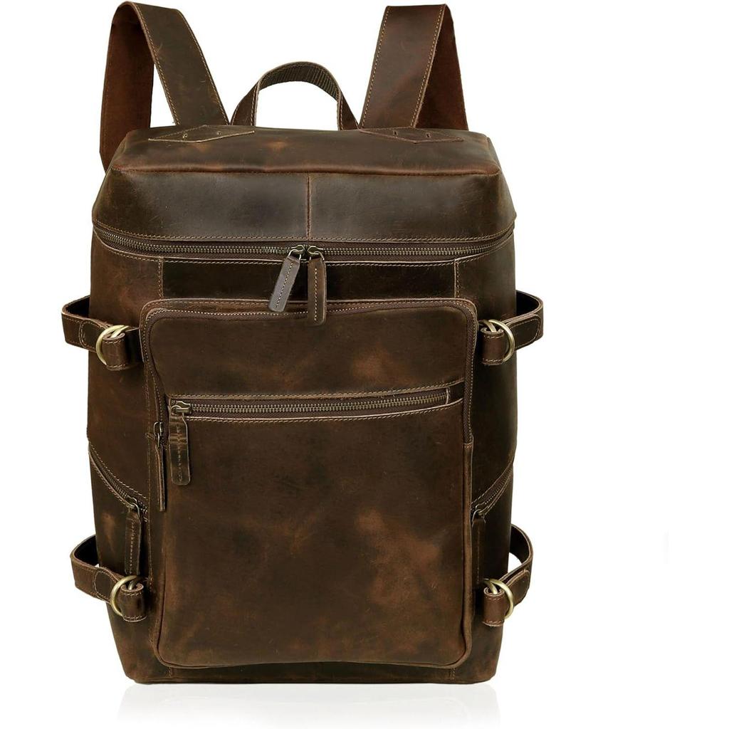 Leather Backpack For Women Men Genuine Leather Laptop Backpack Vintage Large Capacity Business Retro Daypack