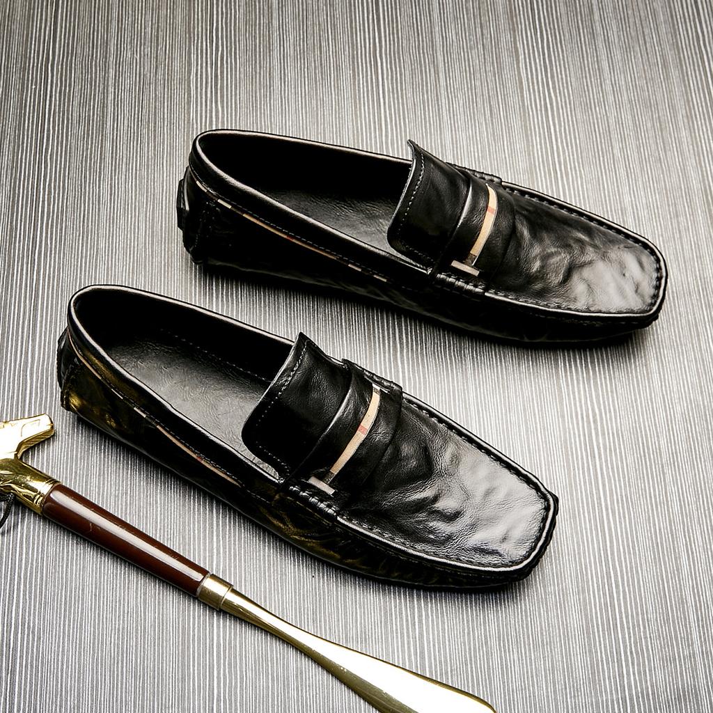 Мужская обувь Bowei из натуральной кожи. Обувь Doudou. Мужская повседневная удобная обувь с мягкой подошвой. Дышащие кожаные туфли Lazy с одной педалью.