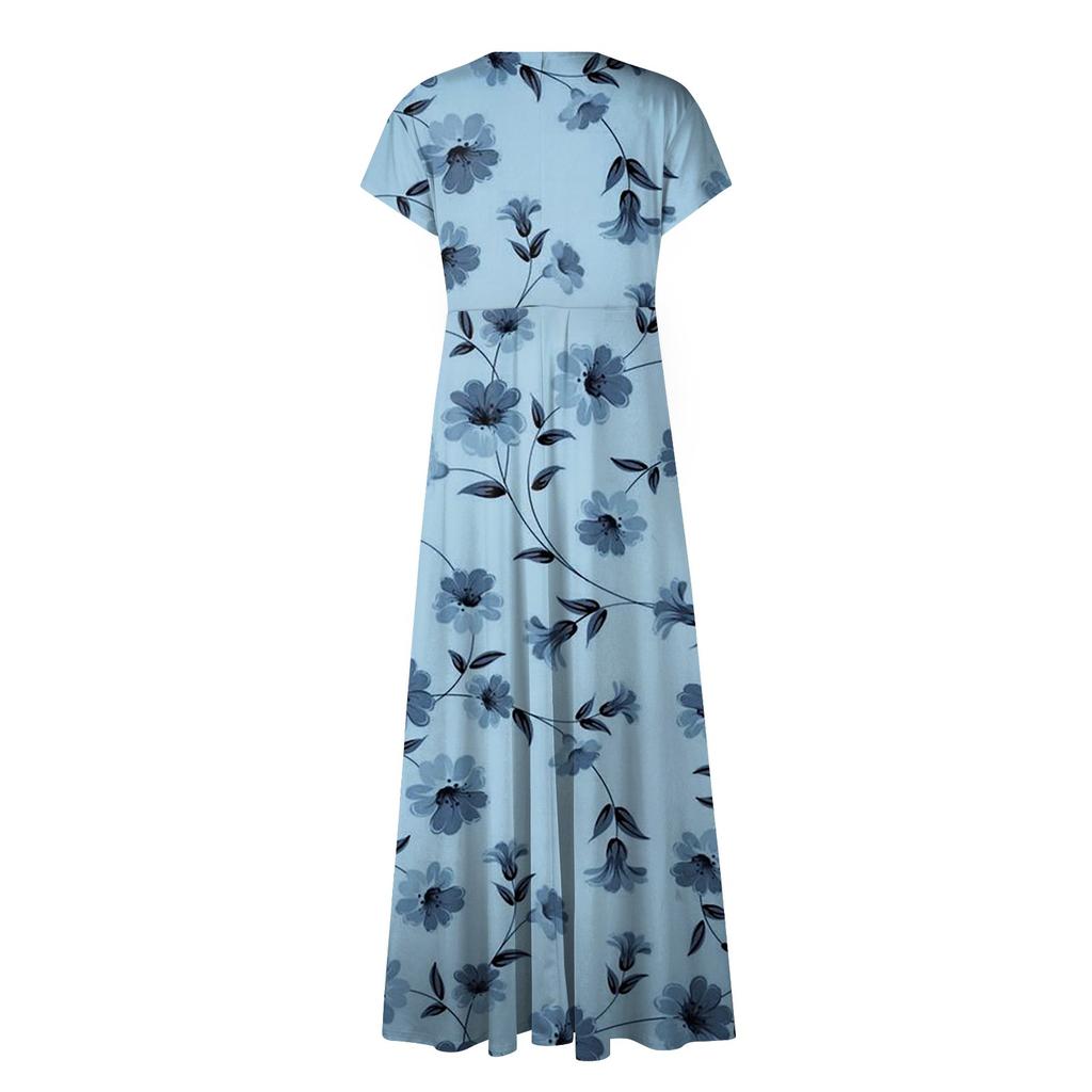 Women's Long Dress Maxi Dress Casual Dress Chiffon Dresses Swing Dress Solid Color Casual Mature Outdoor Daily Date Ruffled Short Sleeve V-neck Dress