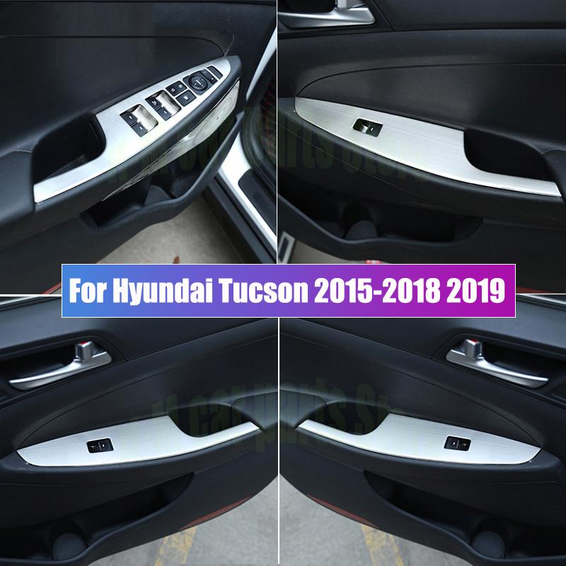 Для Hyundai Tucson 2015-2018 внутренние наклейки из углеродного волокна, кнопка переключателя подъема окна, панель переключателя, отделка