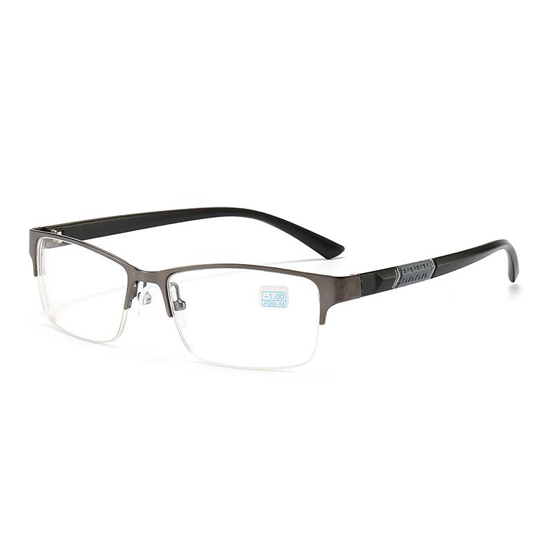Men'S Half-Frame Metal Reading Glasses Metal Alloy Glasses Frame Business Half-Frame Anti-Blue Reading Glasses