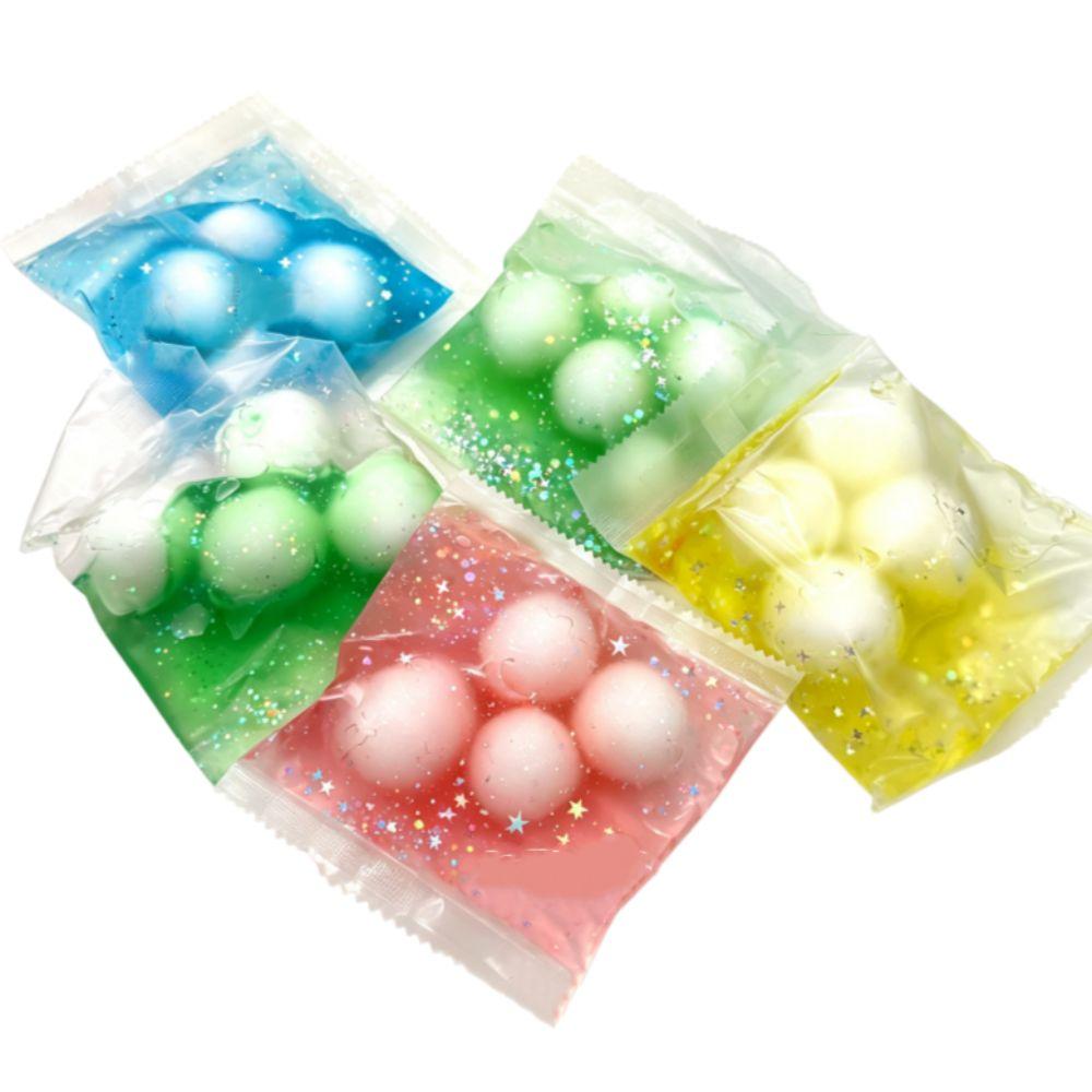 4 Balls Sensory Dumpling Squishy Wax Coating Fidget Squeeze Bag Crispy Handmade Ball Desktop Gift