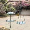 Wrought Iron Hanging Bird Feeder with Umbrella - Outdoor Garden and Balcony Decor