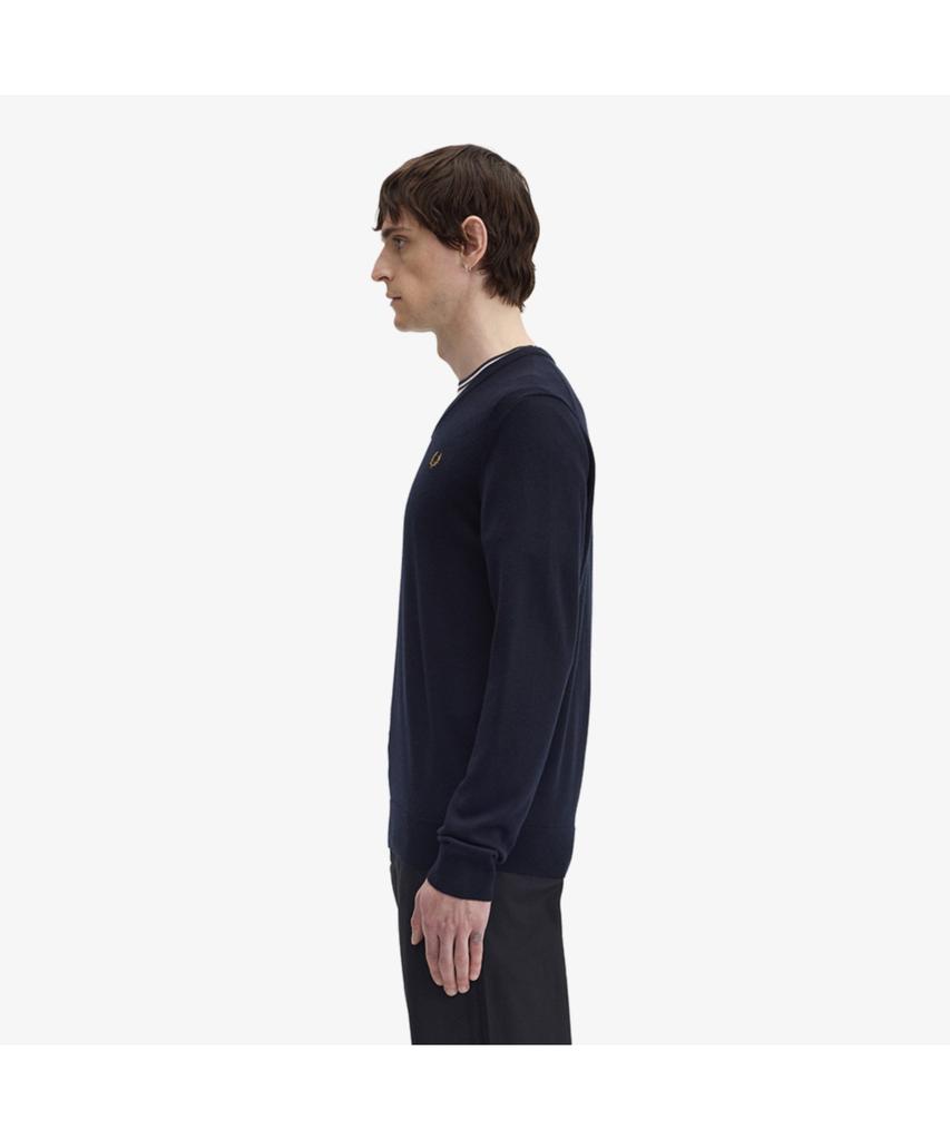 Fred Perry [Baseline] Классический вязаный джемпер с V-образным вырезом - Темно-синий Afpm2439600-795