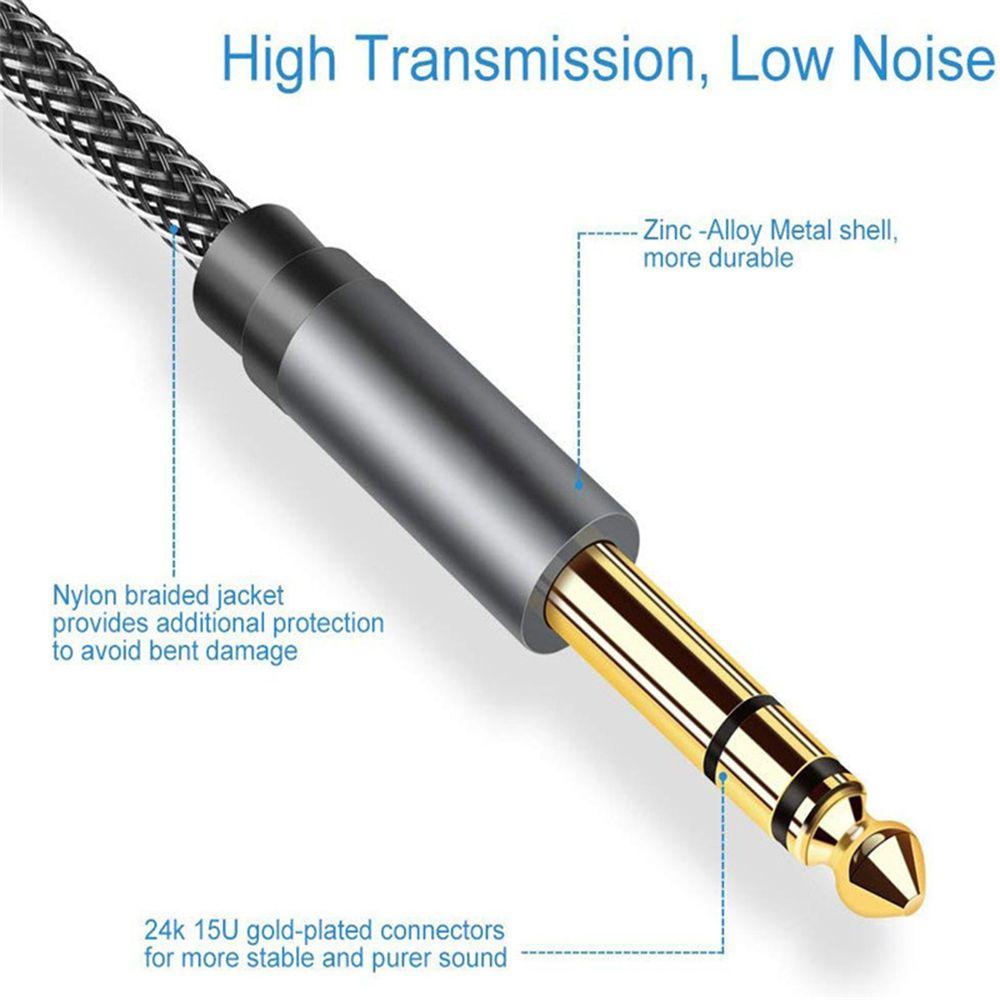 Phone to Mixer Connector Aux Wire 3.5mm to Double 6.35mm Y Splitter Cord Male to Male Audio Cable