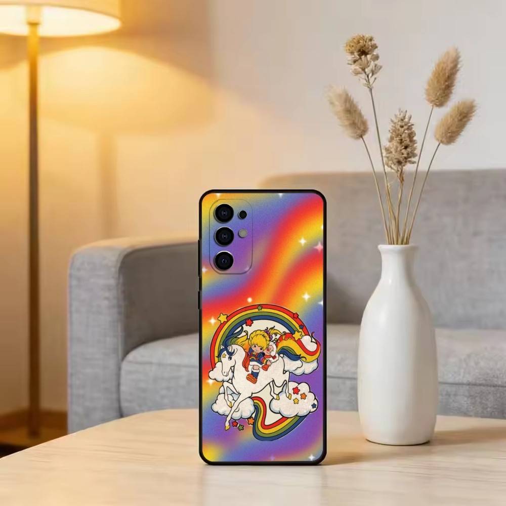 Cute Retro Rainbow Pony Phone Case For Samsung S25,S24,S21,S22,S23,S30,Ultra,S20,Plus,Fe,Soft Silicone Black Cover