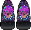 Sugar Skulls Purple Car Seat Covers Pack Of 2 Universal Front Seat Protective Cover Four Seasons Seat Cushion Cover Halloween