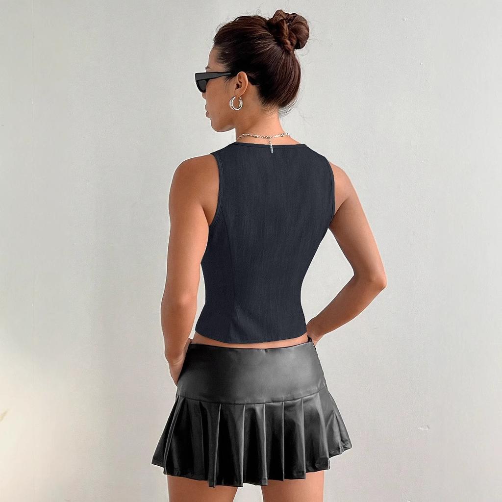 Женственный темпераментный офисный V-образный вырез элегантный летний новый стиль на шнуровке приталенный модный топ 2025