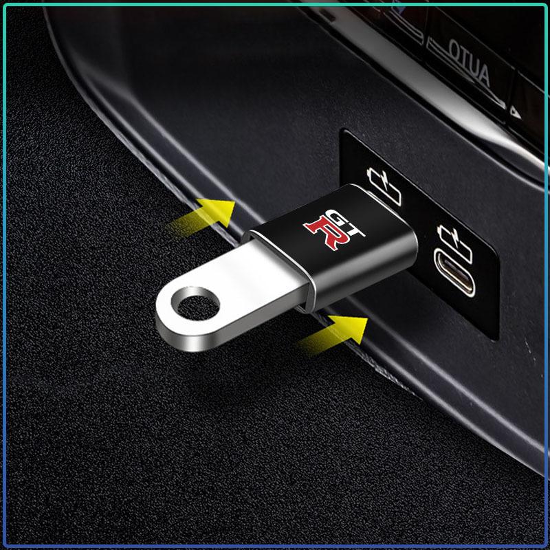 Автомобильный мини-конвертер-адаптер Type-C на USB 3.0 для зарядки для Nismo Nissan Almera Tiida Juke Teana Qashqai 350Z 370Z GTR