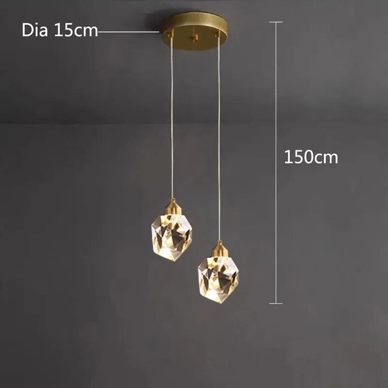 Хрустальные люстры K9 Подвесные на проводе Золотая хрустальная потолочная лампа 3 цвета света Для спальни, прикроватных тумбочек, балкона, бара Декоративные лампы