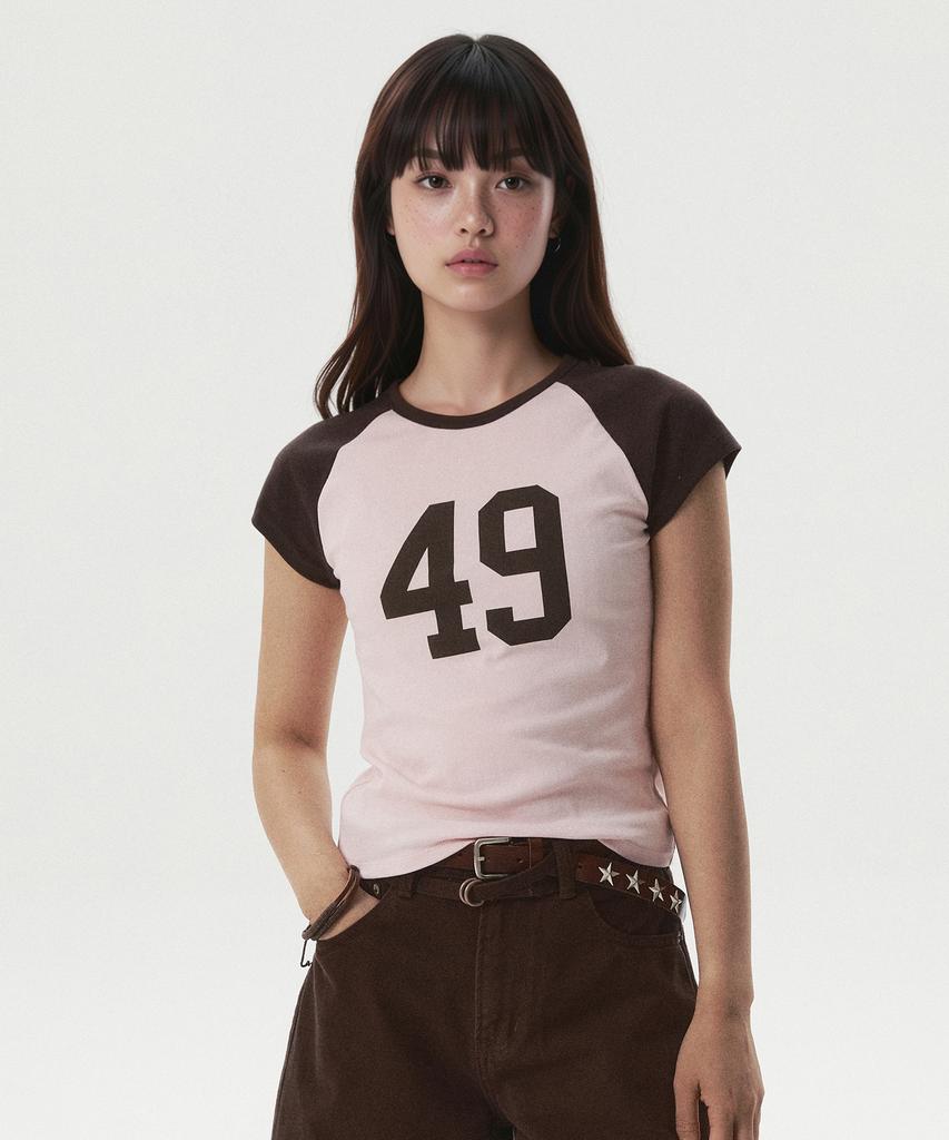 WHO.A.U Lettering Raglan T-Shirt / Whrag2591F