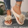 Slippers Women's Summer Wear Fashion Flower Flip-flops Non-slip Soft Bottom Seaside Vacation Beach Shoes Pinch Sandals Women