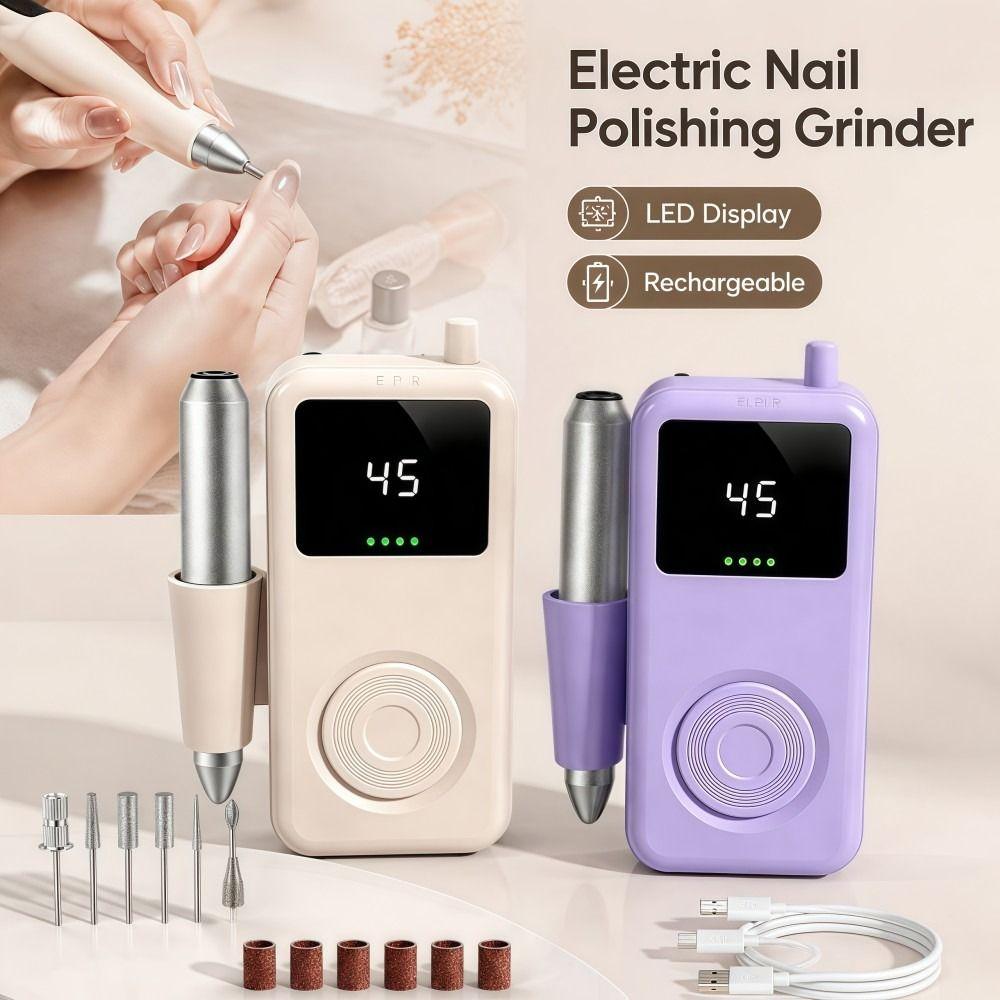 LED Display Electric Nail File 6 Grinding Heads Nail Grinder  Nail Tools