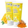 Tuco® Kids 2 In 1 Sunscreen + Body Lotion with SPF 30 | Turmeric, Licorice, Mango Butter | UVA/UVB PA++++ | Ages 2-5, 5-10, 10-15 | 100 Ml (Pack of 2)