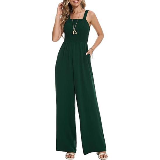 Летние комбинезоны без рукавов для женщин с высокой талией, широкие брюки, комбинезон