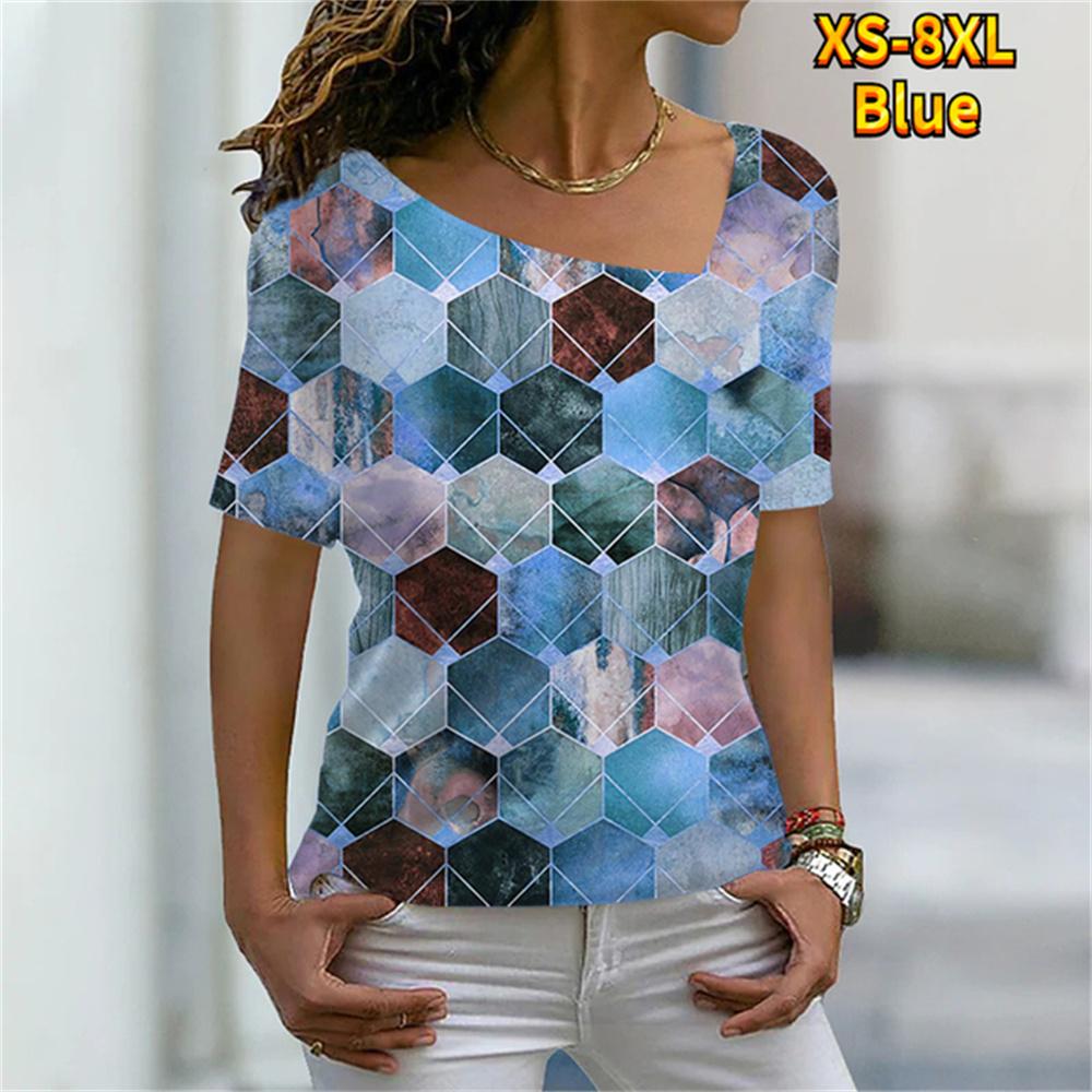 Женская футболка с рисунком, графический принт, V-образный вырез, базовые топы, футболка с коротким рукавом, XS-8XL/3D-печать