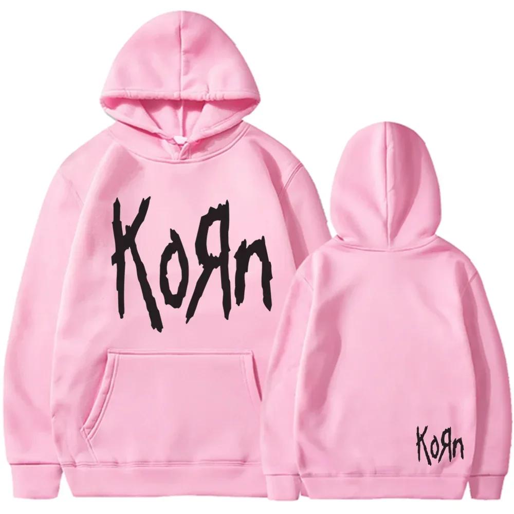 Autumn/Winter Korn Rock Band Letter Hoodies Men's and Women's Harajuku Hoodies Casual Sports Men's and Women's Warm Sweatshirts