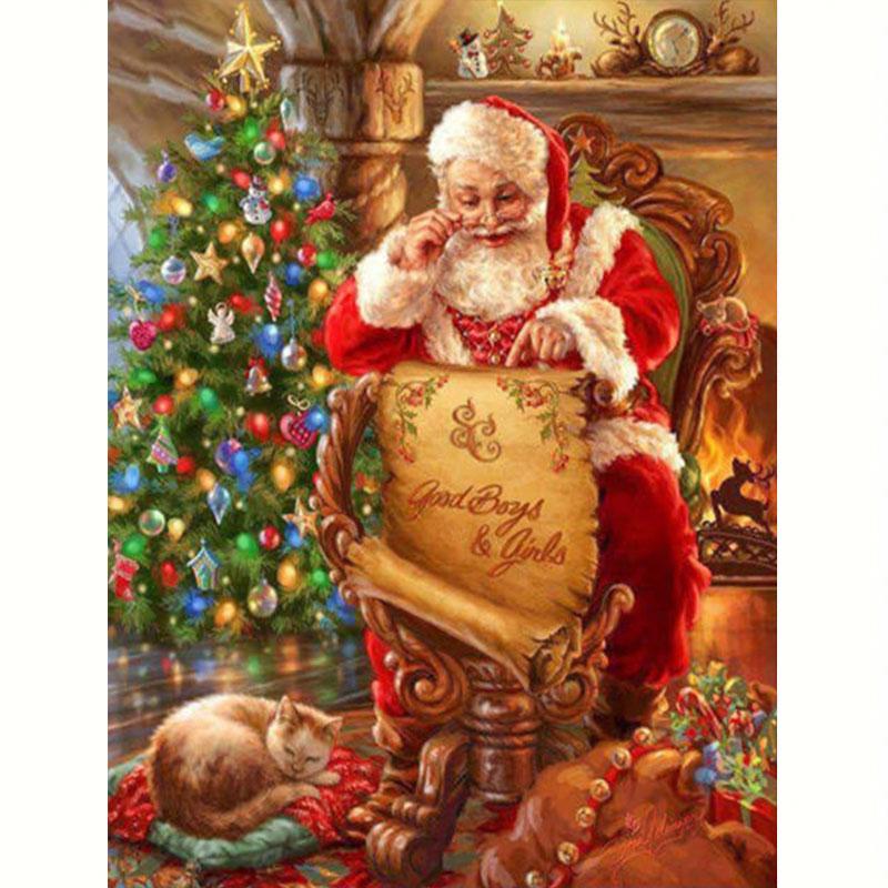 5D алмазная живопись, вышивка Санта-Клаус, полный круглый набор со стразами, сделай сам, Рождественский подарок, домашний декор 30x40 см/12x16 дюймов