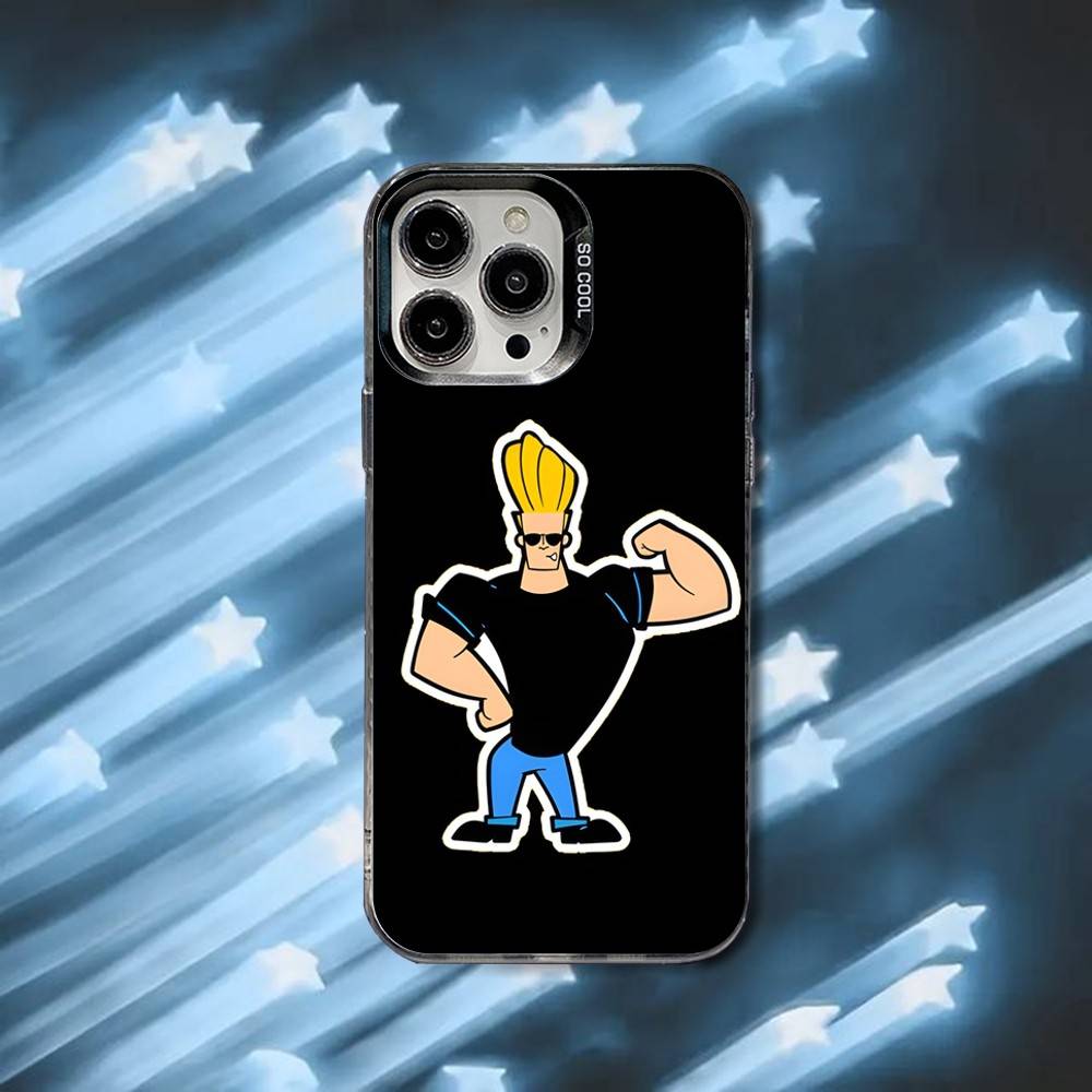 Мультяшный чехол для телефона Джонни Браво для iPhone 16,15,14,13,12,11,8,7,Pro,Max,Plus,Mini,XS,SE Черный Матовый Жесткий