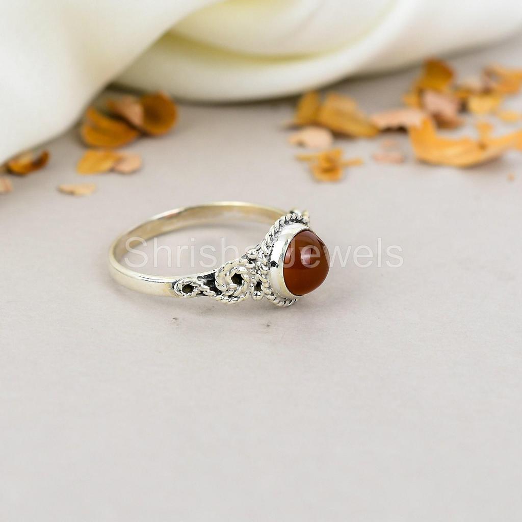 Сердолик 925 Стерлинговое Серебро Круглая Форма Драгоценный Камень Ручная Работа Ювелирные Изделия Для Женщин