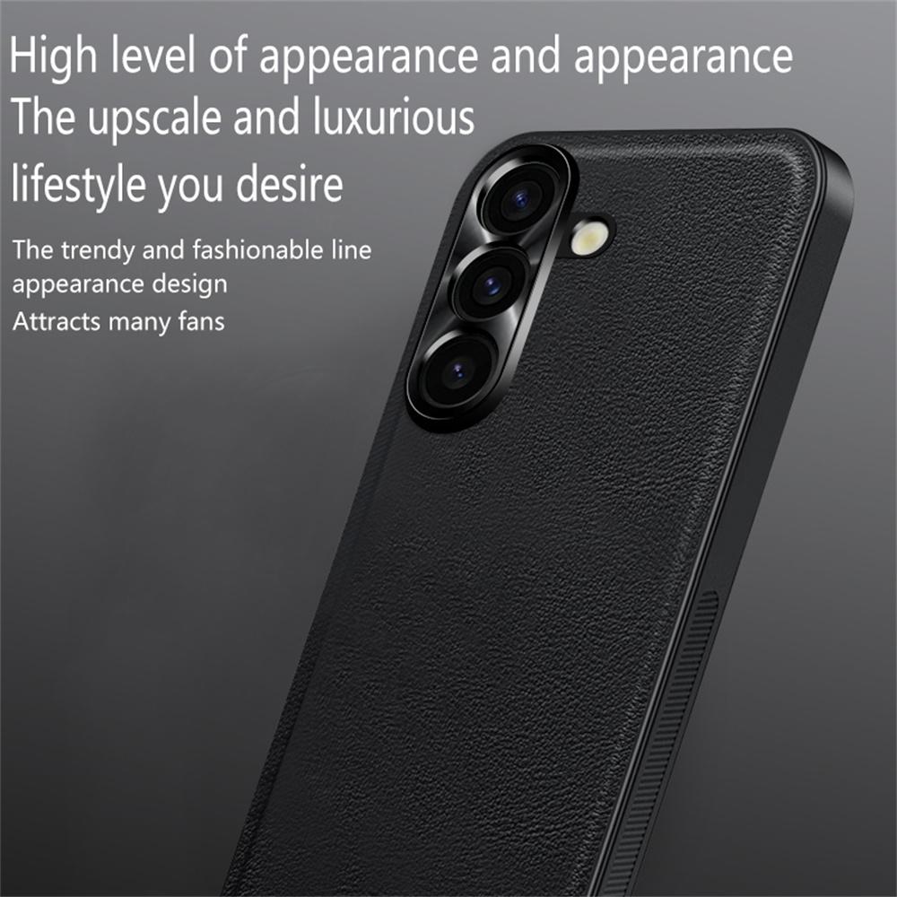 For Samsung Galaxy S25 Ultra Case PU+TPU+PC Phone Back Cover with Metal Lens Frame